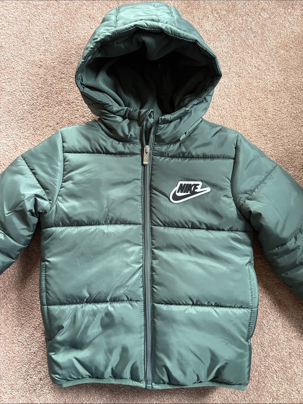 Nike Kids Boys Girls warm winter fleece lined hooded puffer jacket size 6 NWT